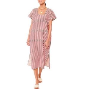 NWOT Tuckernuck Red Stripe Sullivan Embroidered Canvas Caftan women’s medium